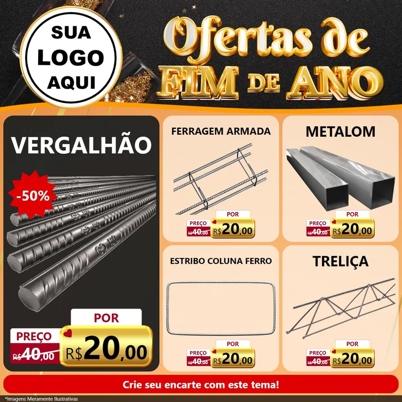 Modelo de Rede Social para Feed Facebook com o tema Ofertas de Fim de Ano para Ferragens