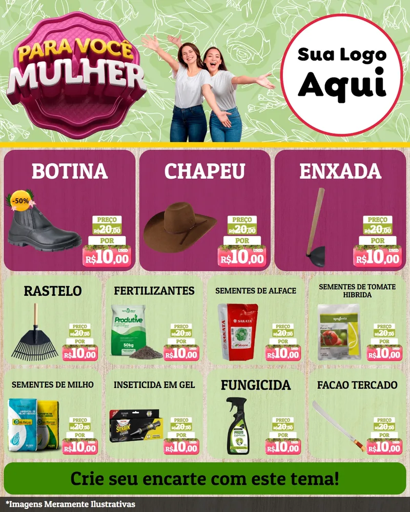 Modelo de Rede Social para Feed Instagram com o tema Para Você Mulher para Agropecuária