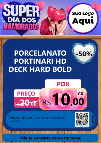 Modelo de Cartaz para Cartaz A4 Vertical com o tema Super Dia dos Namorados para Pisos e revestimentos