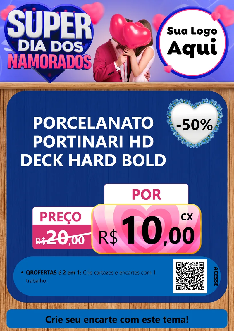Modelo de Cartaz para Cartaz A4 Vertical com o tema Super Dia dos Namorados para Pisos e revestimentos