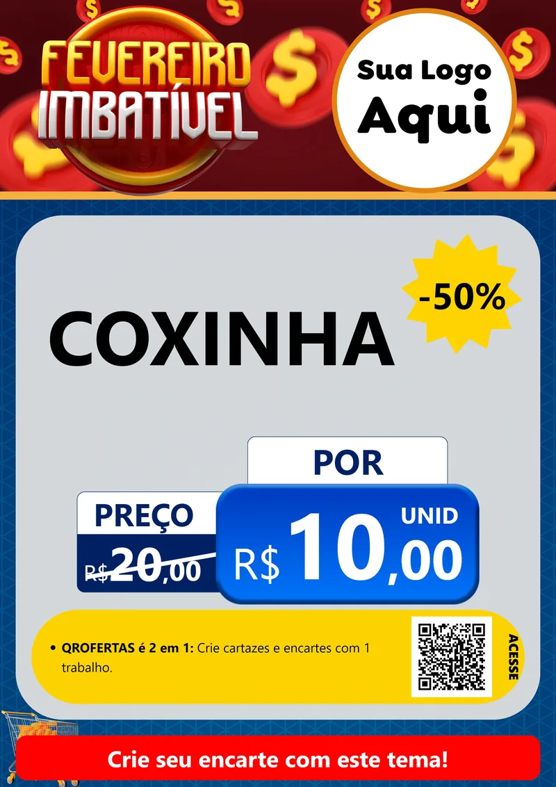 Modelo de Cartaz para Cartaz A4 Vertical com o tema Fevereiro Imbatível para Salgadaria