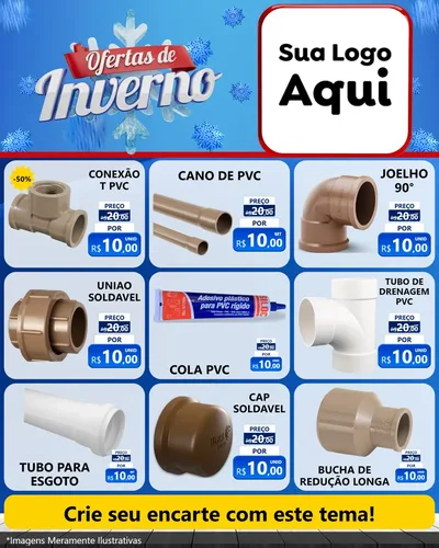 Modelo de Rede Social para Feed Instagram com o tema Ofertas de Inverno para Tubos e conexões