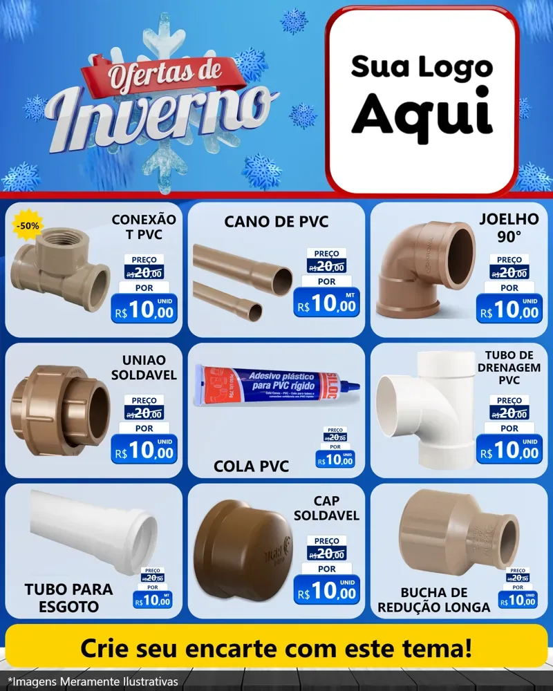 Modelo de Rede Social para Feed Instagram com o tema Ofertas de Inverno para Tubos e conexões