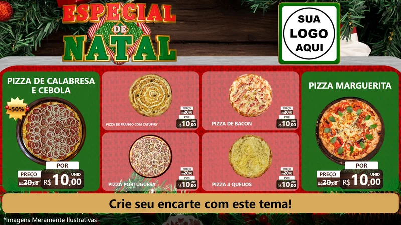 Modelo de TV para TV Horizontal com o tema Especial de Natal para Pizzaria
