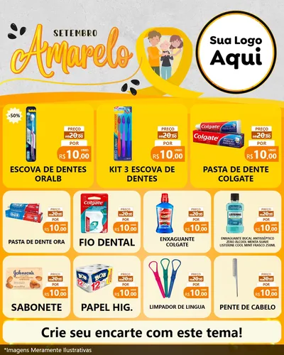 Modelo de Rede Social para Feed Instagram com o tema Setembro Amarelo para Higiene Pessoal