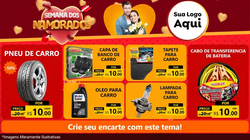 Modelo de TV para TV Horizontal com o tema Semana dos Namorados para Auto peças