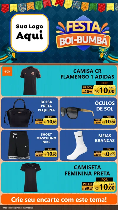 Modelo de TV para TV Vertical com o tema Festa Boi Bumbá para Roupas e acessórios