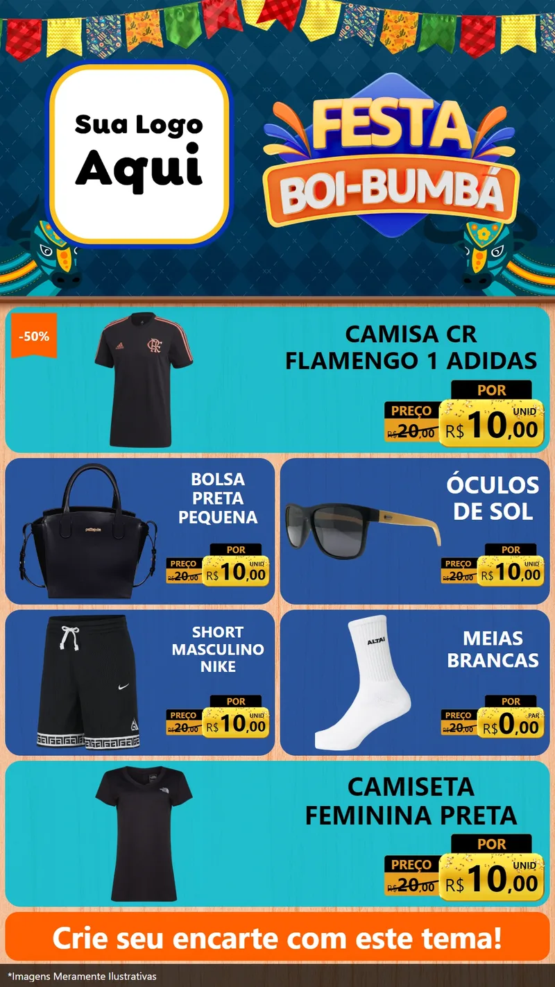Modelo de TV para TV Vertical com o tema Festa Boi Bumbá para Roupas e acessórios