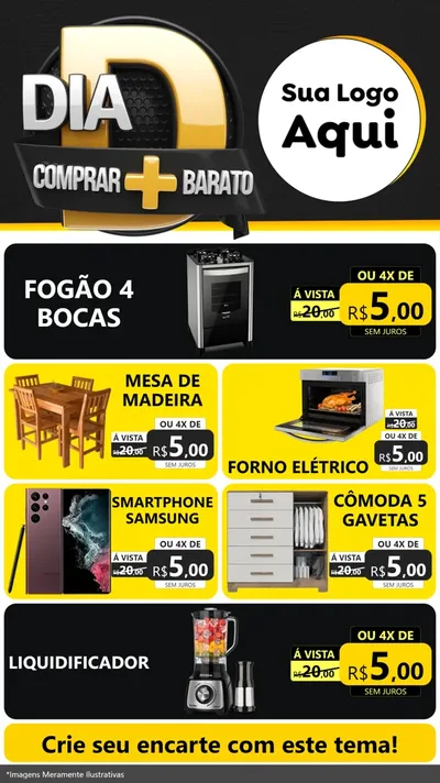 Modelo de TV para TV Vertical com o tema Dia D Mais Economia para Móveis e Eletro