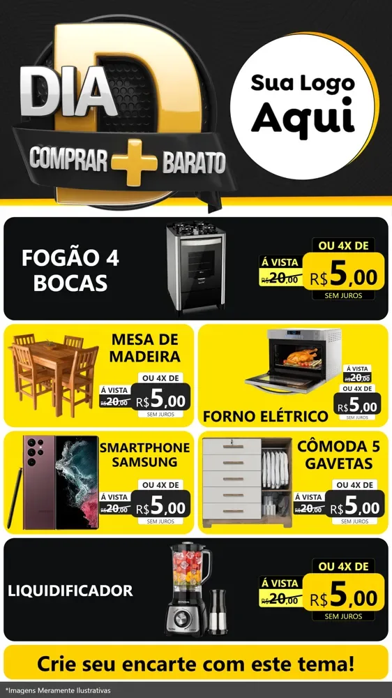 Modelo de TV para TV Vertical com o tema Dia D Mais Economia para Móveis e Eletro