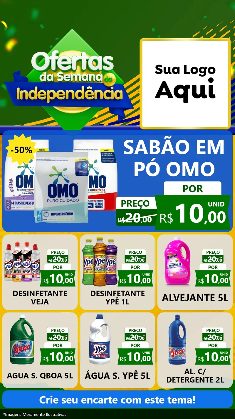 Modelo de Rede Social para Stories com o tema Ofertas da Semana da Independência para Produtos de Limpeza
