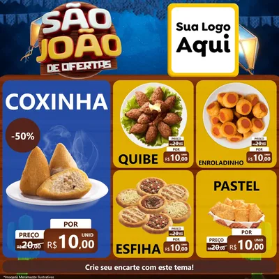 Modelo de Rede Social para Feed Facebook com o tema São João Ofertas Imbatíveis! - Junina para Salgadaria