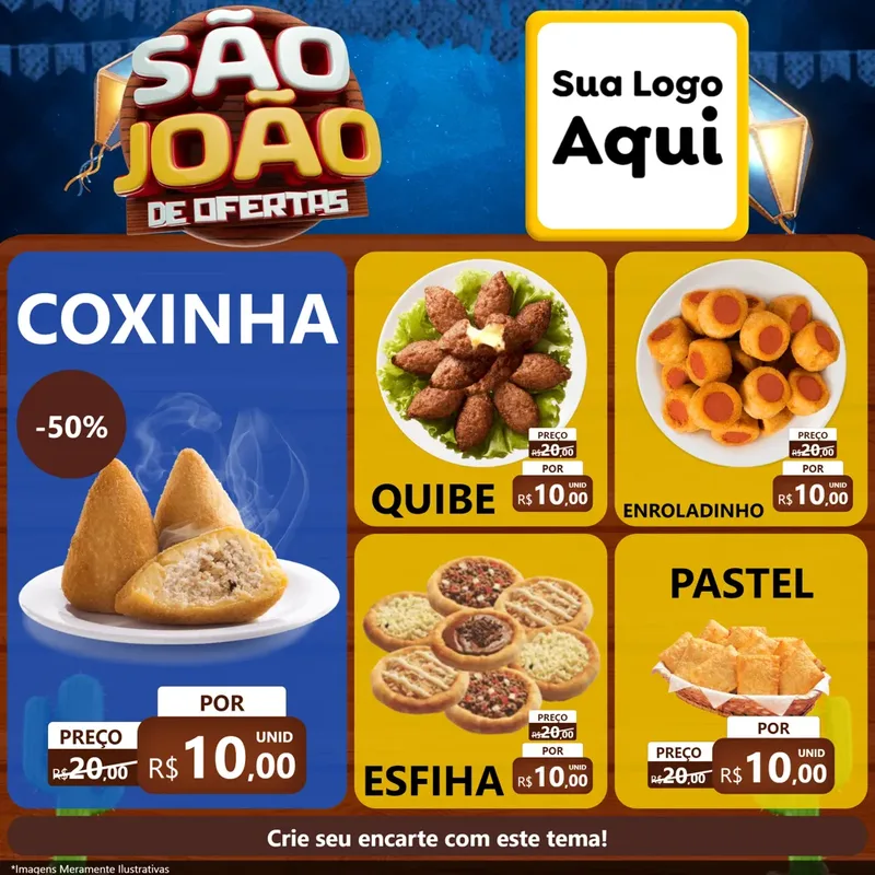 Modelo de Rede Social para Feed Facebook com o tema São João Ofertas Imbatíveis! - Junina para Salgadaria