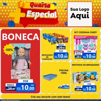 Modelo de Rede Social para Feed Facebook com o tema Quarta Mais Especial para Brinquedos