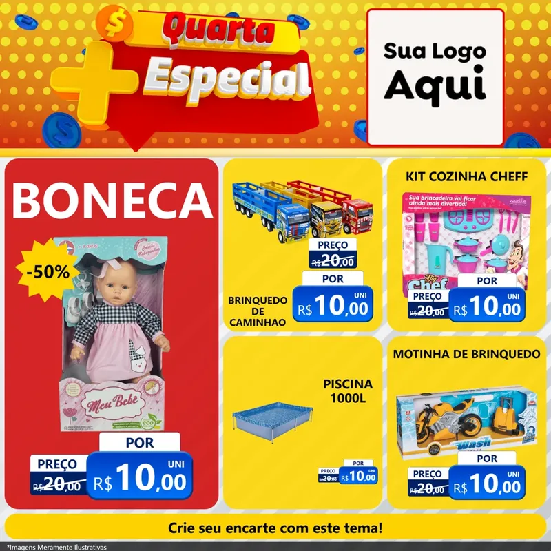 Modelo de Rede Social para Feed Facebook com o tema Quarta Mais Especial para Brinquedos
