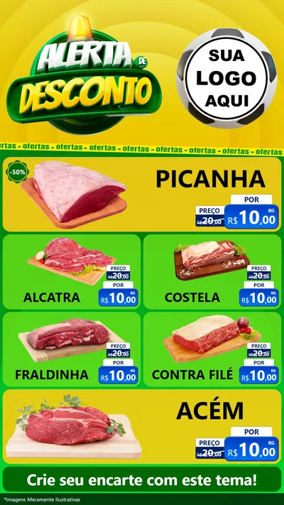 Modelo de TV para TV Vertical com o tema Alerta de Desconto para Açougue