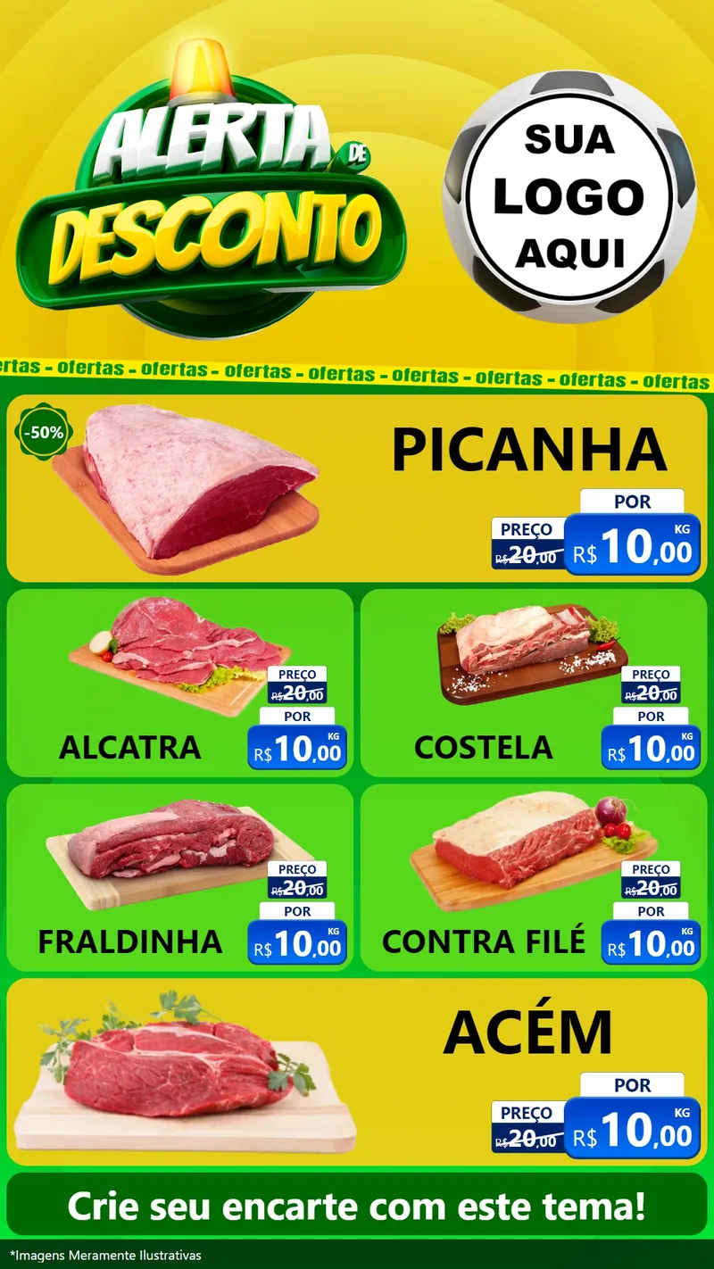 Modelo de TV para TV Vertical com o tema Alerta de Desconto para Açougue