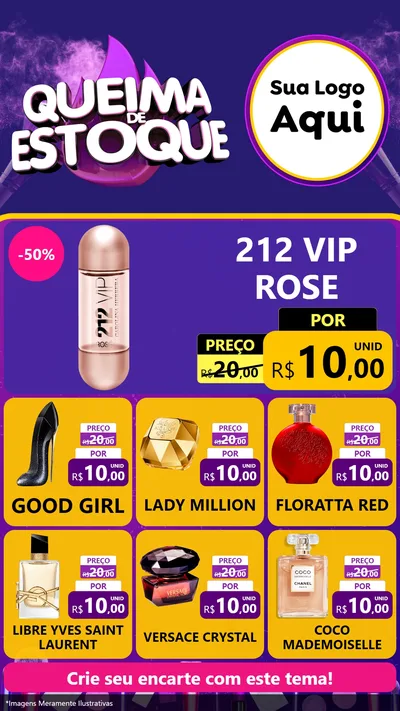 Modelo de Rede Social para Stories com o tema Queima de Estoque para Perfumes