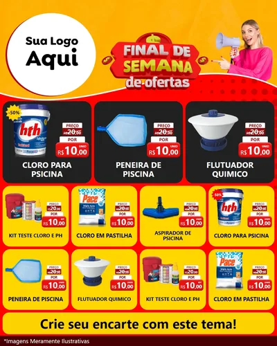 Modelo de Rede Social para Feed Instagram com o tema Final de Semana de Ofertas para Produtos para Piscina