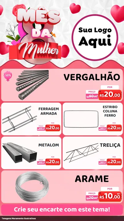 Modelo de TV para TV Vertical com o tema Mês da Mulher para Ferragens