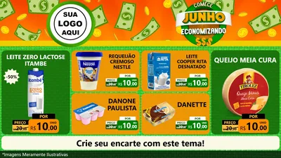 Modelo de TV para TV Horizontal com o tema Comece Junho Economizando para Frios e Laticínios