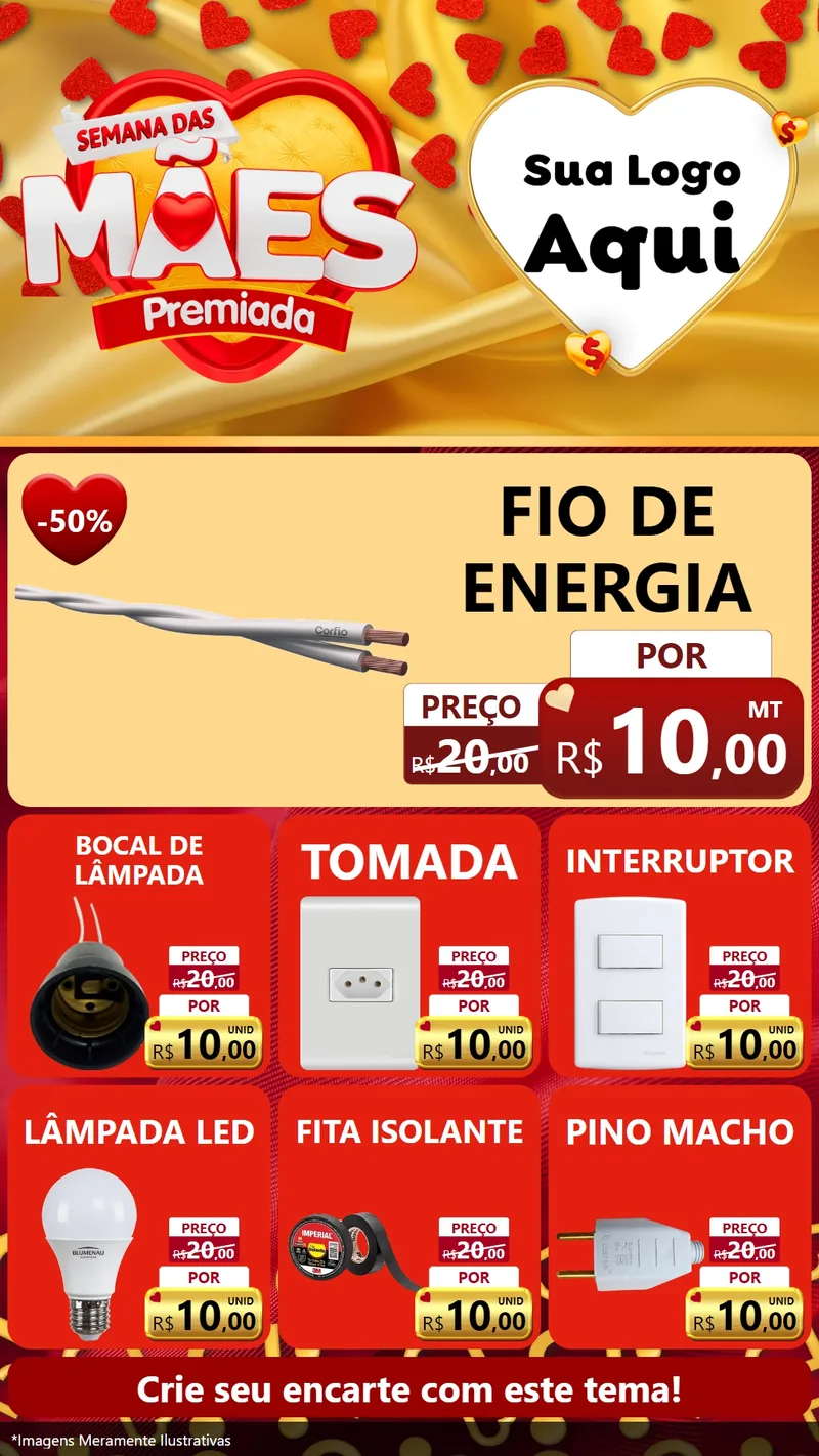 Modelo de Rede Social para Stories com o tema Semana das Mães Premiada para Materiais Elétricos