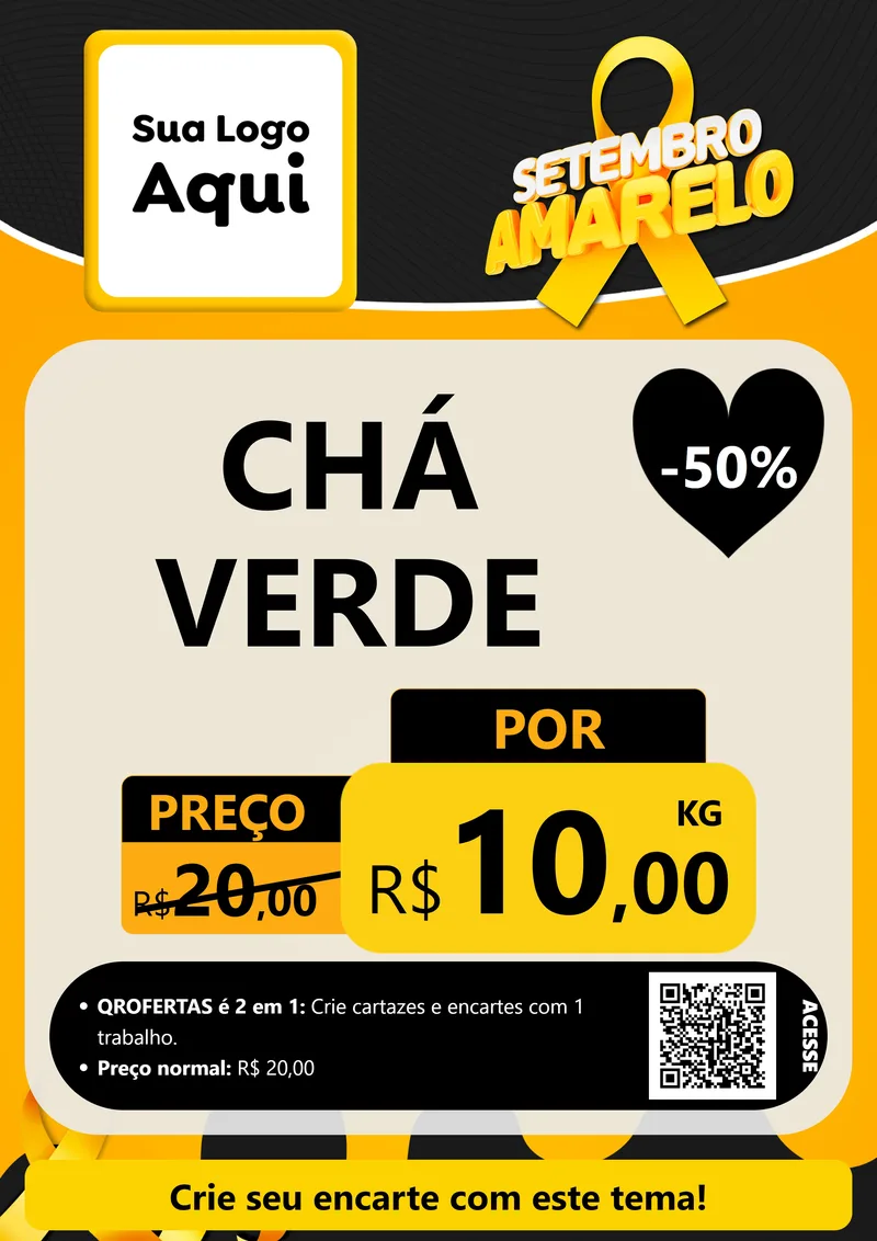 Modelo de Cartaz para Cartaz A4 Vertical com o tema Setembro Amarelo para Produtos Naturais