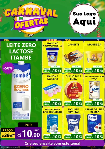 Modelo de Encarte para Encarte A4 Vertical com o tema Carnaval de Ofertas para Frios e Laticínios