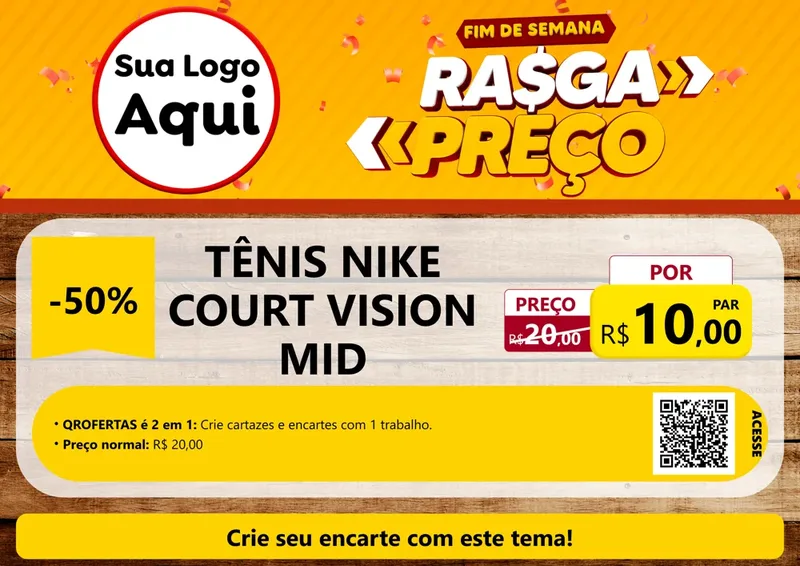 Modelo de Cartaz para Cartaz A4 Horizontal com o tema Fim de Semana Rasga Preços para Calçados