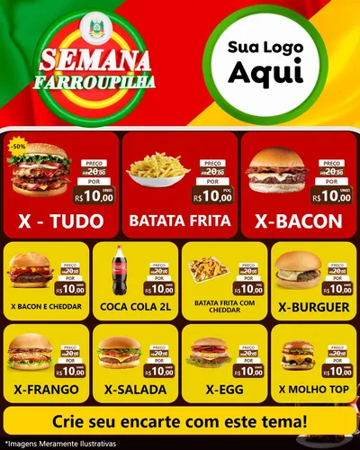 Modelo de Rede Social para Feed Instagram com o tema Semana Farroupilha para Hamburgueria