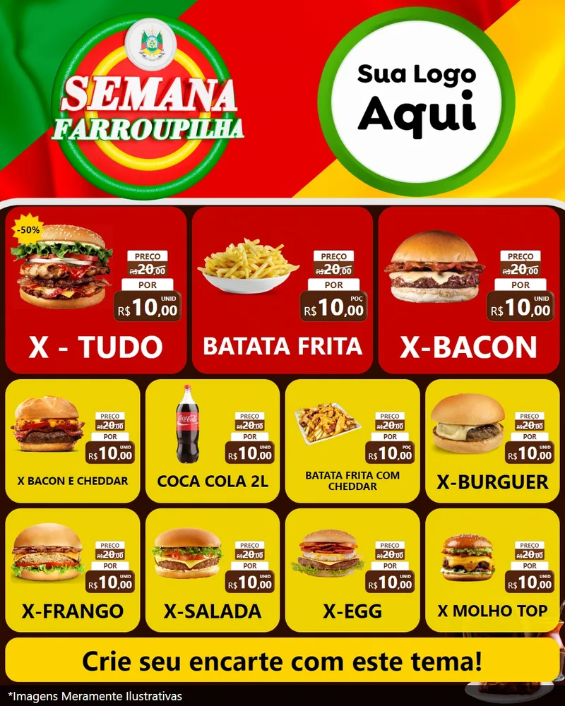 Modelo de Rede Social para Feed Instagram com o tema Semana Farroupilha para Hamburgueria