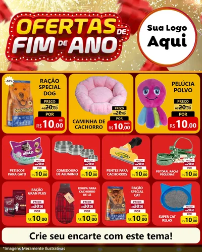 Modelo de Rede Social para Feed Instagram com o tema Ofertas de Fim de Ano para Pet Shop