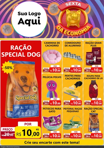Modelo de Encarte para Encarte A4 Vertical com o tema Sexta da Economia para Pet Shop