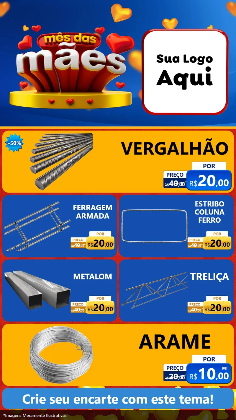 Modelo de TV para TV Vertical com o tema Mês das Mães para Ferragens