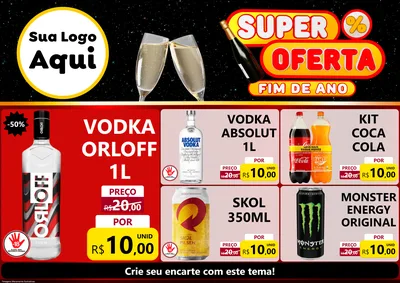 Modelo de Encarte para Encarte A4 Horizontal com o tema Super Oferta Fim de Ano para Distribuidora de bebidas
