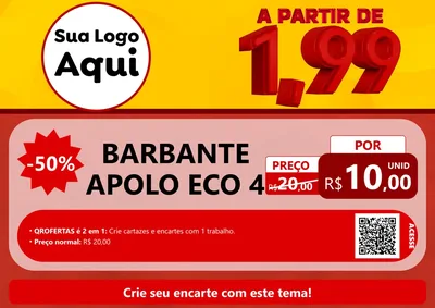 Modelo de Cartaz para Cartaz A4 Horizontal com o tema A Partir de Um e Noventa e Nove - 1,99 para Armarinho e Aviamentos