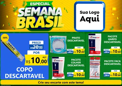 Modelo de Encarte para Encarte A4 Horizontal com o tema Especial Semana do Brasil para Embalagens