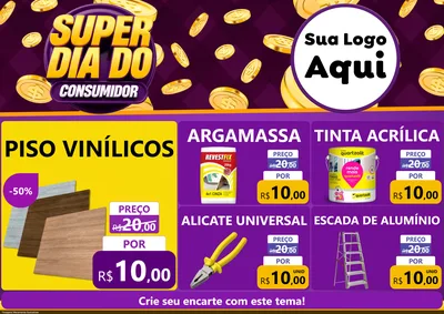 Modelo de Encarte para Encarte A4 Horizontal com o tema Super Dia do Consumidor para Material para Construção