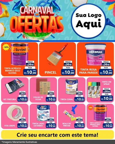 Modelo de Rede Social para Feed Instagram com o tema Carnaval de Ofertas para Tintas e Ferramentas