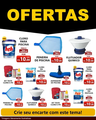 Modelo de Rede Social para Feed Instagram com o tema Ofertas Preto e Vermelho Cartaz para Produtos para Piscina