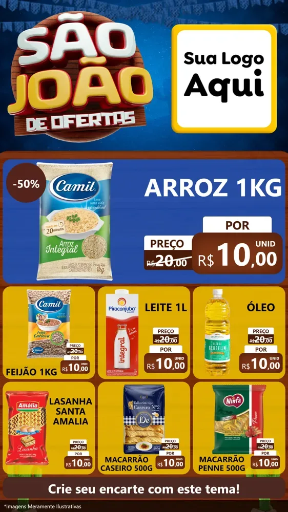 Modelo de Rede Social para Stories com o tema São João Ofertas Imbatíveis! - Junina para Supermercado