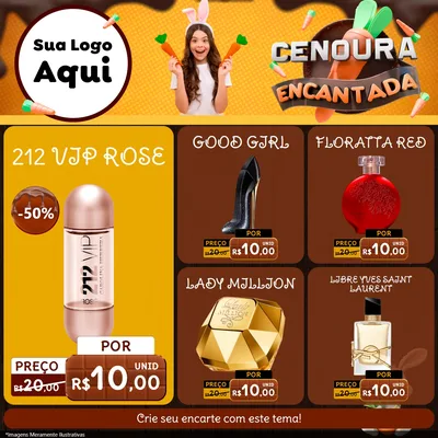Modelo de Rede Social para Feed Facebook com o tema Cenoura Encantada - Páscoa para Perfumes
