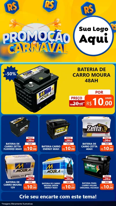 Modelo de Rede Social para Stories com o tema Promoção de Carnaval para Baterias Elétricas