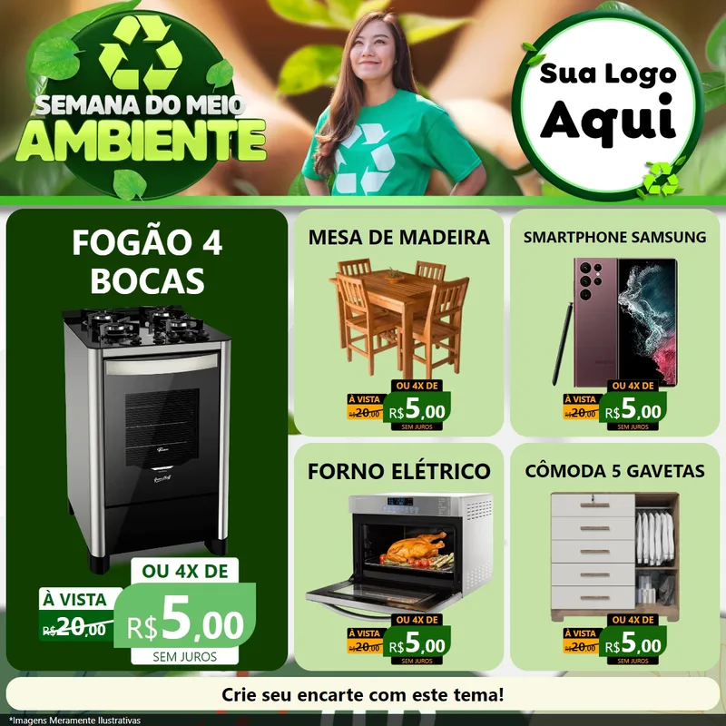 Modelo de Rede Social para Feed Facebook com o tema Semana do Meio Ambiente para Móveis e Eletro