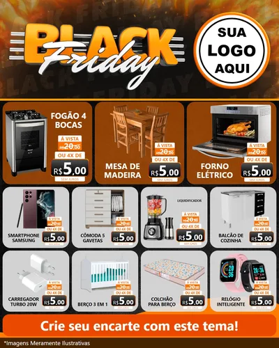 Modelo de Rede Social para Feed Instagram com o tema Black Friday para Móveis e Eletro