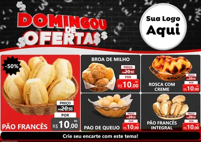Modelo de Encarte para Encarte A4 Horizontal com o tema Domingou de Ofertas para Padaria