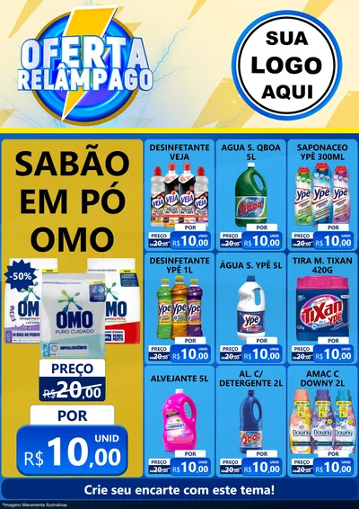 Modelo de Encarte para Encarte A4 Vertical com o tema Oferta Relâmpago para Produtos de Limpeza