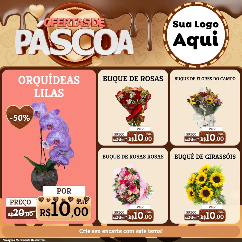 Modelo de Rede Social para Feed Facebook com o tema Ofertas de Páscoa para Floricultura e jardim