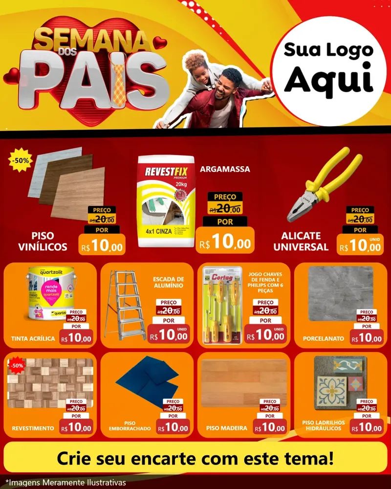 Modelo de Rede Social para Feed Instagram com o tema Semana Dos Pais para Material para Construção