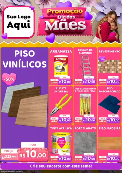 Modelo de Encarte para Encarte A4 Vertical com o tema Promoção Dia das Mães para Material para Construção